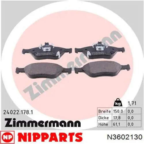 Колодки Nipparts N3602130 цена, от 25.42 USD