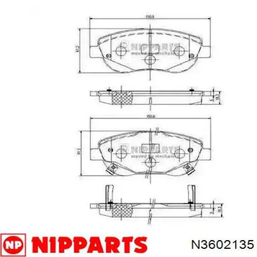 N3602135 Nipparts колодки тормозные передние дисковые