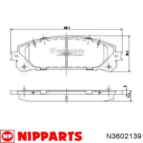 N3602139 Nipparts sapatas do freio dianteiras de disco