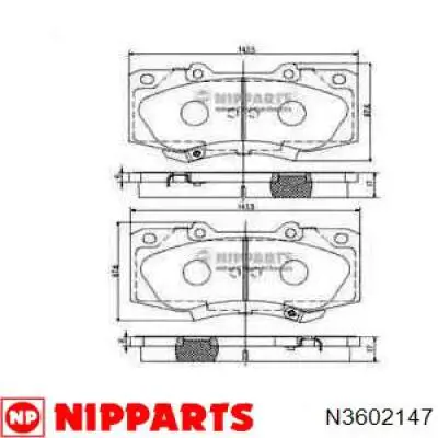 N3602147 Nipparts sapatas do freio dianteiras de disco