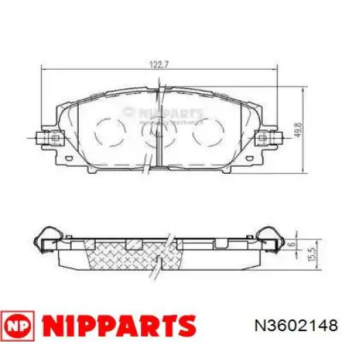 N3602148 Nipparts sapatas do freio dianteiras de disco