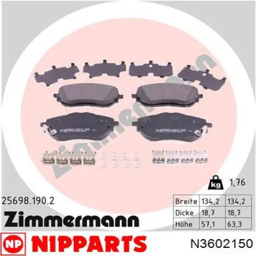 Купить N3602150 Nipparts Колодки тормозные