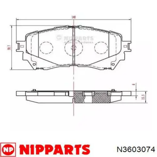 N3603074 Nipparts sapatas do freio dianteiras de disco