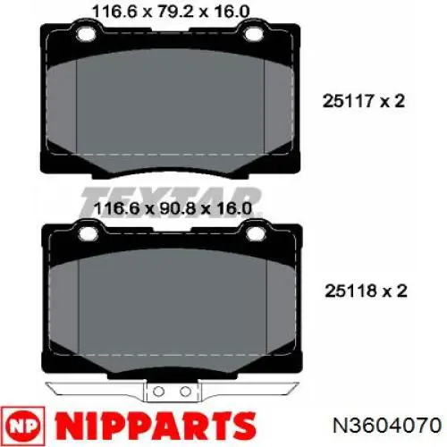 Колодки Nipparts N3604070 цена, от 44.62 USD