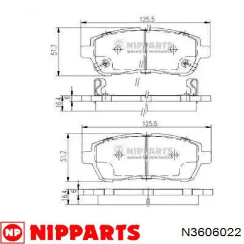 N3606022 Nipparts колодки тормозные передние дисковые
