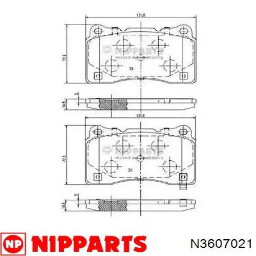 Передние тормозные колодки N3607021 Nipparts