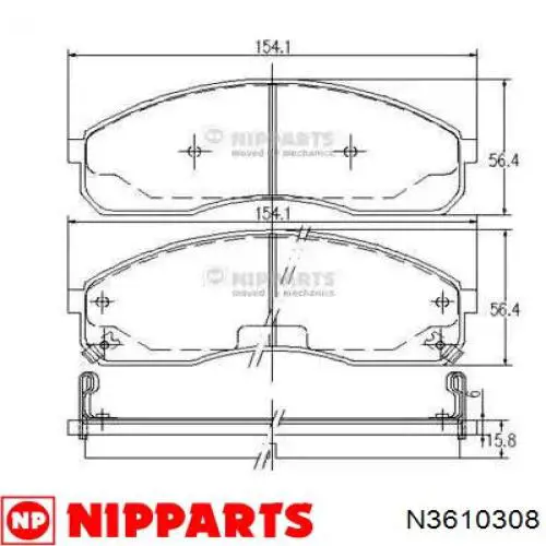 N3610308 Nipparts Колодки тормозные дисковые комплект