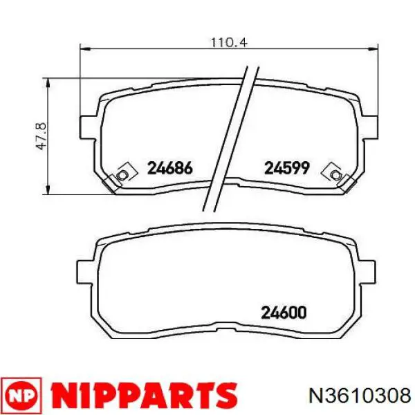 Купить N3610308 Nipparts Колодки тормозные задние, дисковые