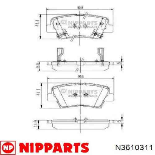 Колодки тормозные задние дисковые NIPPARTS N3610311