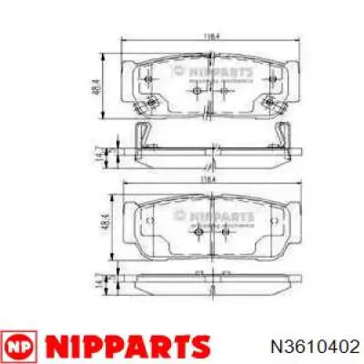 Задние тормозные колодки N3610402 Nipparts