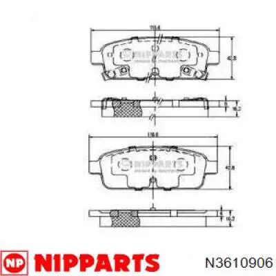 Купить N3610906 Nipparts Колодки тормозные задние, дисковые