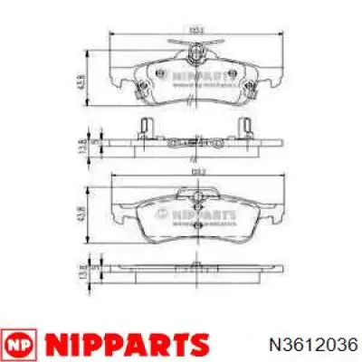 Задние тормозные колодки N3612036 Nipparts