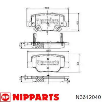 Задние тормозные колодки N3612040 Nipparts