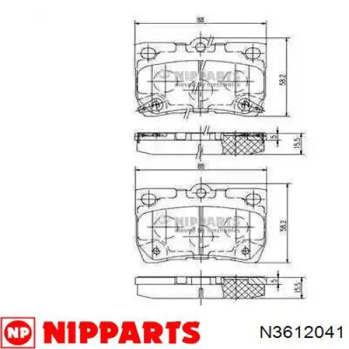 Задние тормозные колодки N3612041 Nipparts