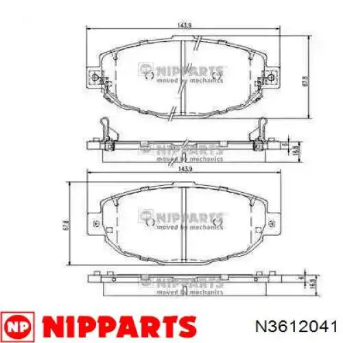 Задние дисковые колодки Nipparts N3612041