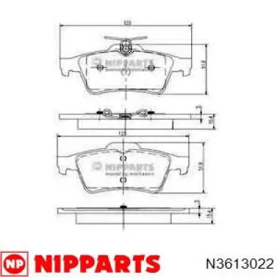 Колодки дисковые  Nipparts N3613022 цена, от 24.97 USD