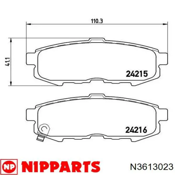 Задние дисковые колодки Nipparts N3613023