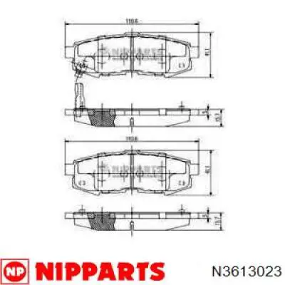 N3613023 Nipparts колодки тормозные задние дисковые