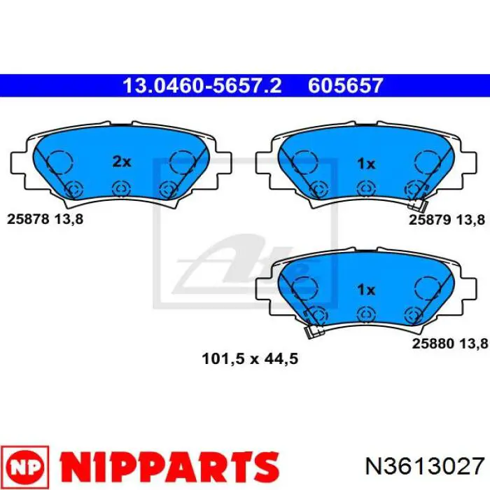 Колодки дисковые  Nipparts N3613027 цена, от 20.72 USD