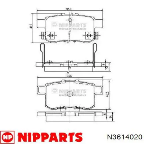 Задние тормозные колодки N3614020 Nipparts