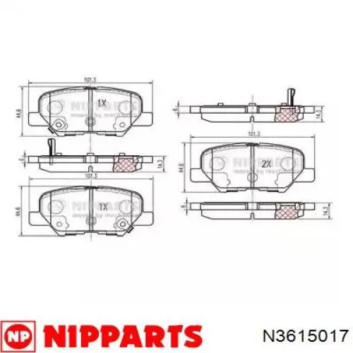 Задние тормозные колодки N3615017 Nipparts