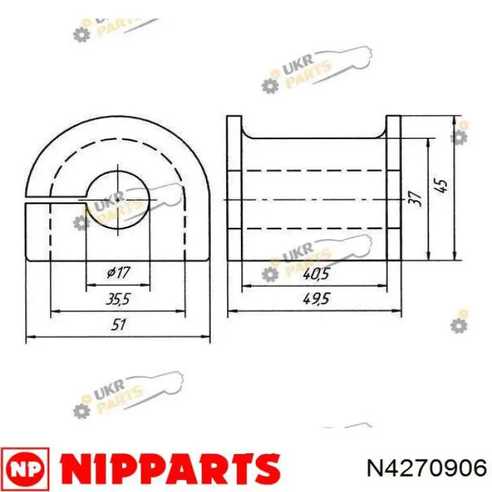 N4270906 Nipparts Разрезная втулка стабилизатора