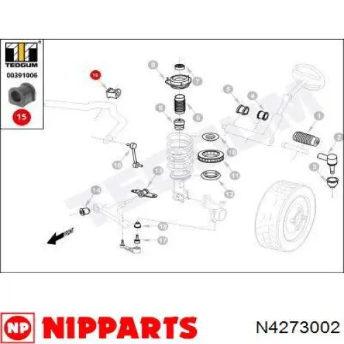 Купить N4273002 Nipparts Втулки переднего стабилизатора