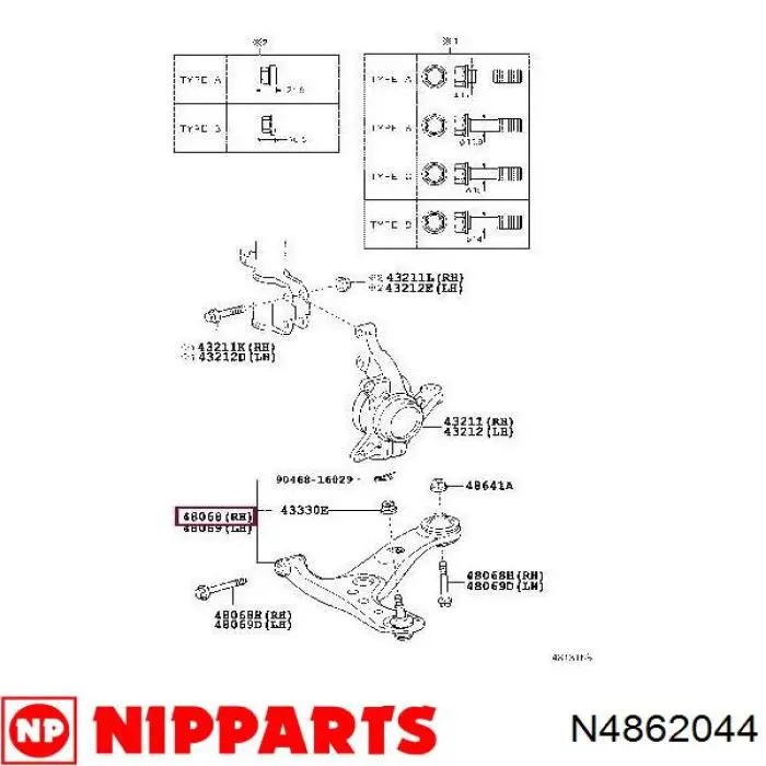 Rótula de suspensión inferior N4862044 Nipparts