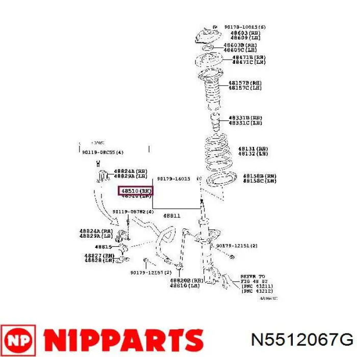 543022Y986 Nissan/Infiniti Амортизатор передней подвески правый