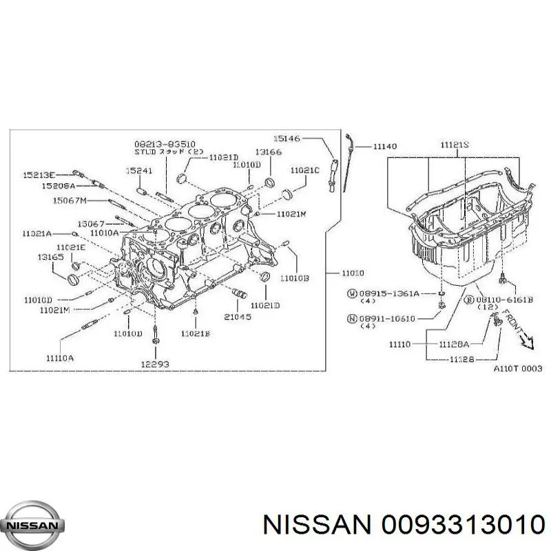 0093313010 Nissan tampão cbc/do bloco de cilindros