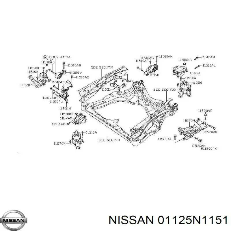 Nissan/Infiniti 01125N1151 цена, от 7.41 USD