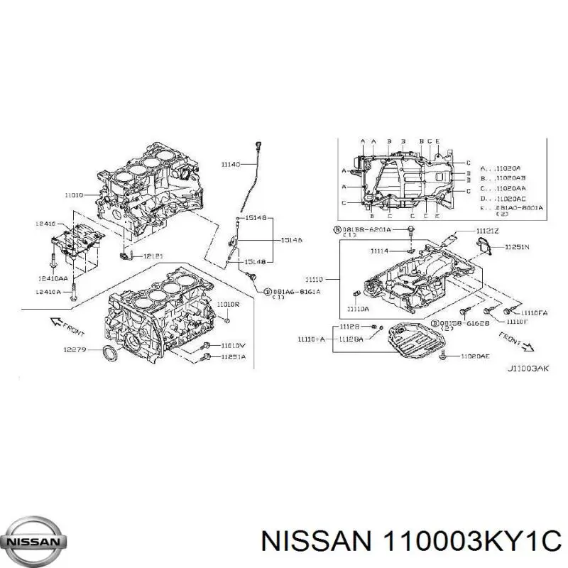 110003KY1A Nissan/Infiniti Блок цилиндров двигателя
