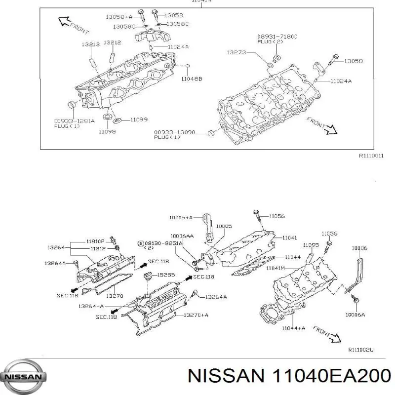 Головка блока цилиндров (ГБЦ) правая Nissan/Infiniti 11040EA200 цена, от 887.82 USD