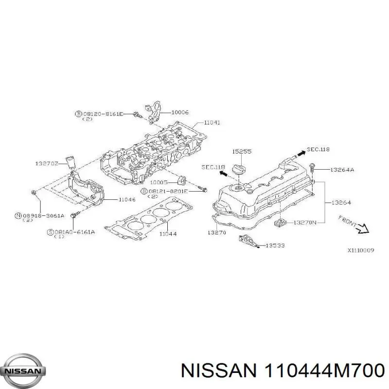 Прокладка головки блока цилиндров (ГБЦ) Nissan 110444M700