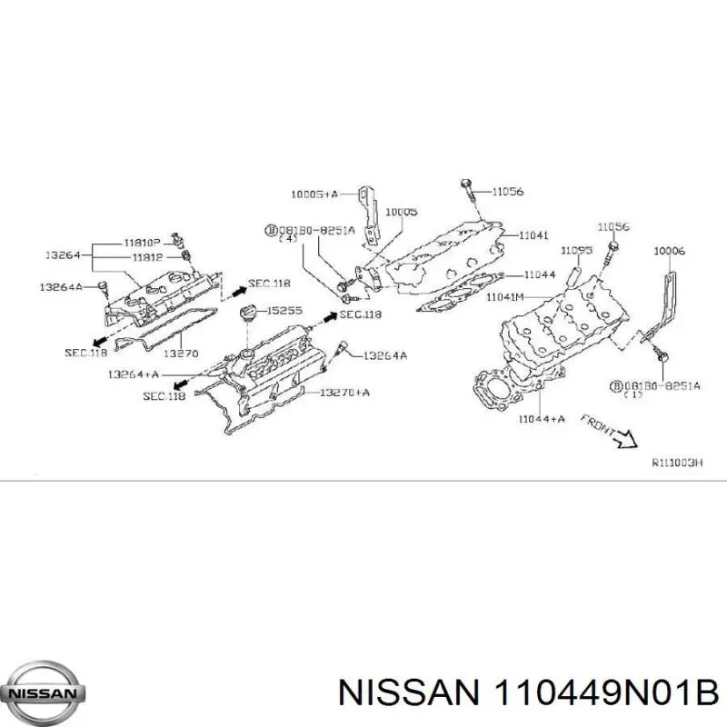 Прокладка головки блока цилиндров (ГБЦ) левая на Nissan Murano Z51