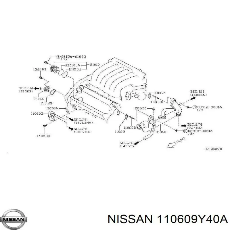 110609Y400 Nissan/Infiniti Шланг термостата