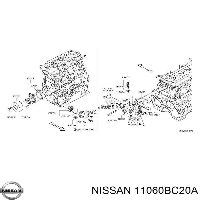 Фланец системы охлаждения Nissan/Infiniti 11060BC20A цена, от 17.70 USD