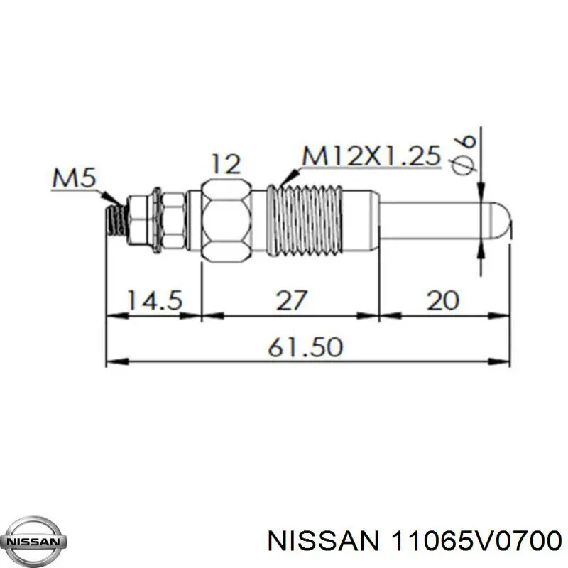 Свечи накала 11065V0700 Nissan