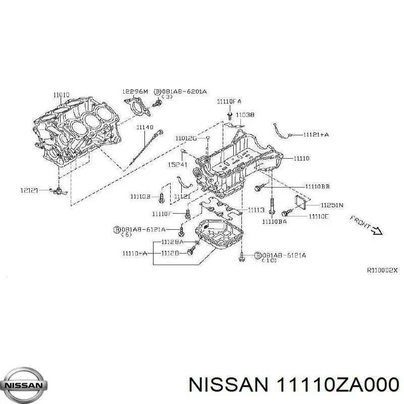 Поддон масляный картера двигателя, нижняя часть 11110ZA000 Nissan