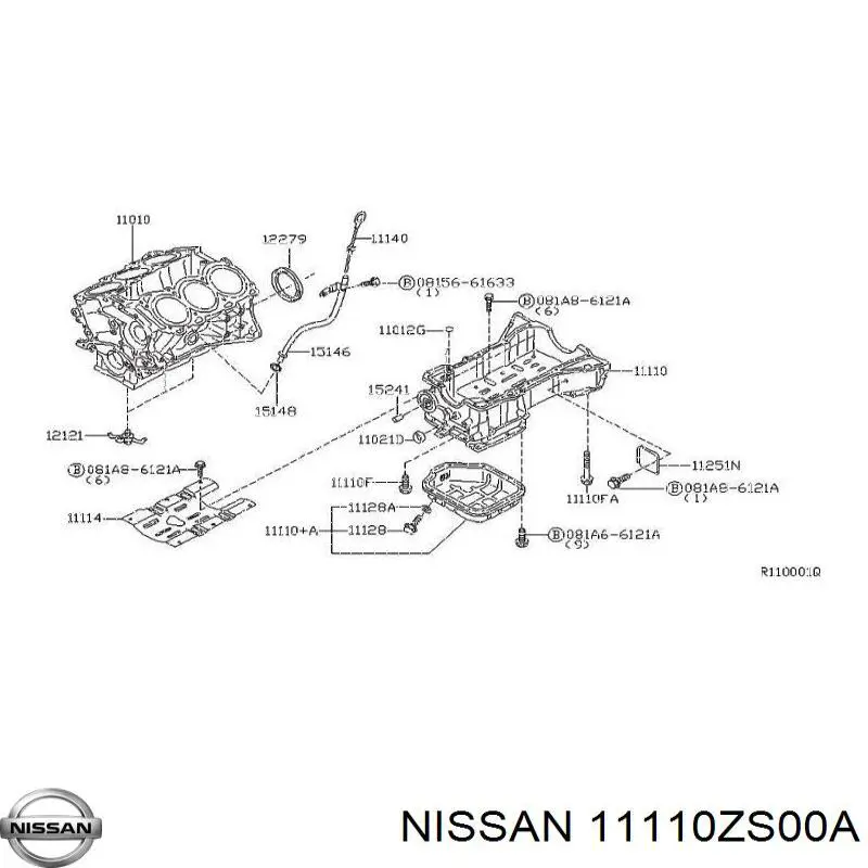 11110ZS00A Nissan panela de óleo de cárter do motor