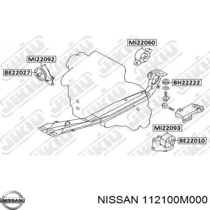 Правая подушка двигателя 112100M000 Nissan