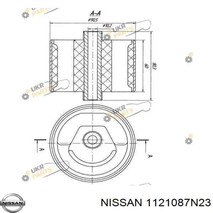 Правая подушка двигателя 1121087N23 Nissan