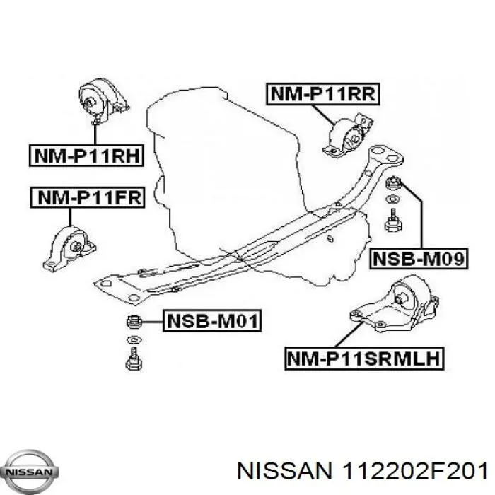 Подушка (опора) двигателя левая Nissan 112202F201