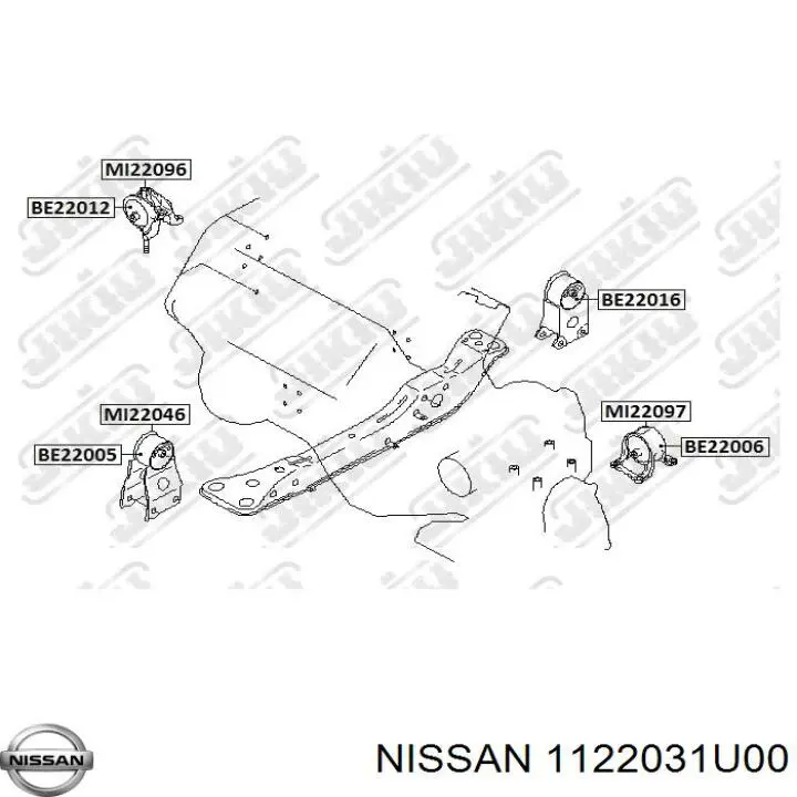 1122031U00 Nissan подушка (опора двигателя левая)