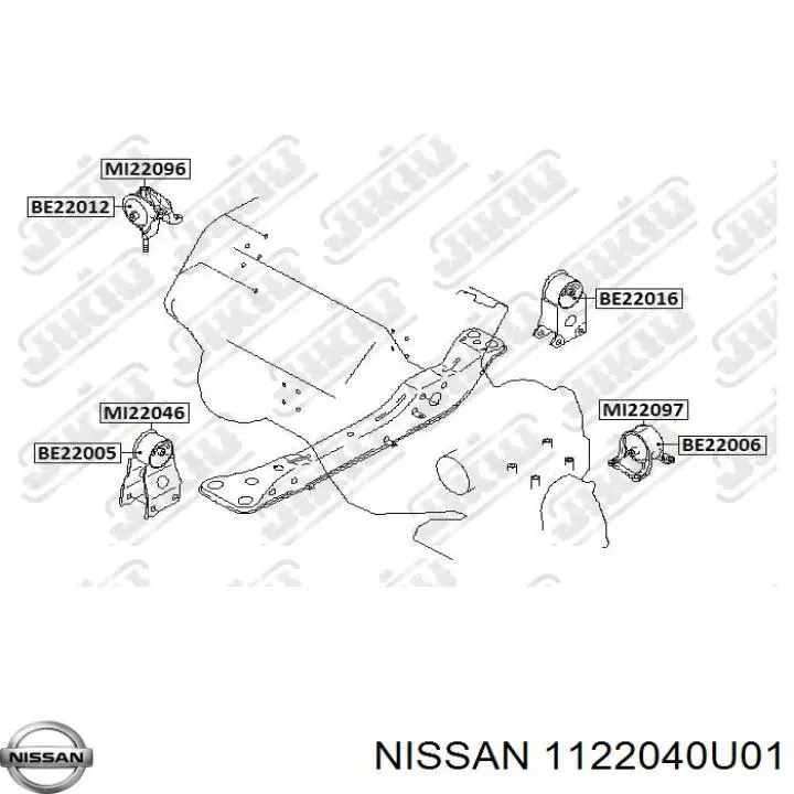 Левая подушка двигателя 1122040U01 Nissan