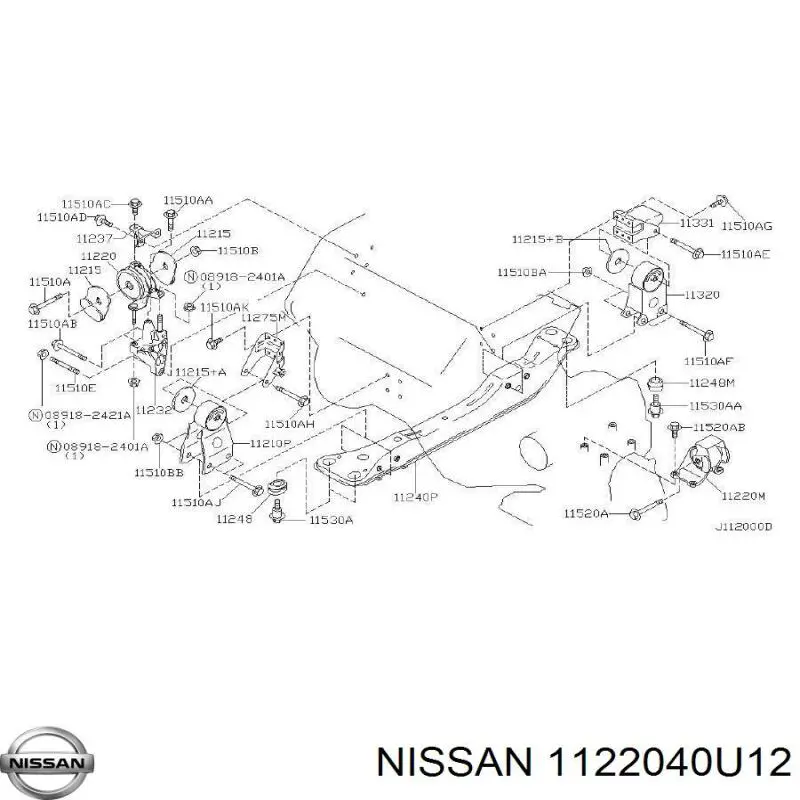 Купить 1122040U12 Nissan/Infiniti Левая подушка двигателя
