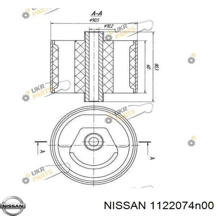 1122074N00 Nissan/Infiniti Подушка (опора) двигателя, левая