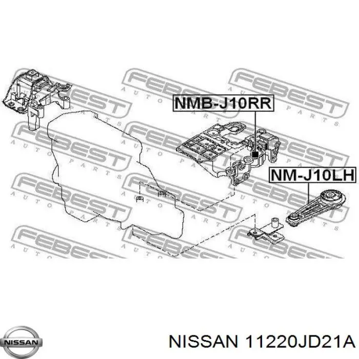 Compre 11220JD21A Nissan/Infiniti Coxim (suporte) traseiro de motor