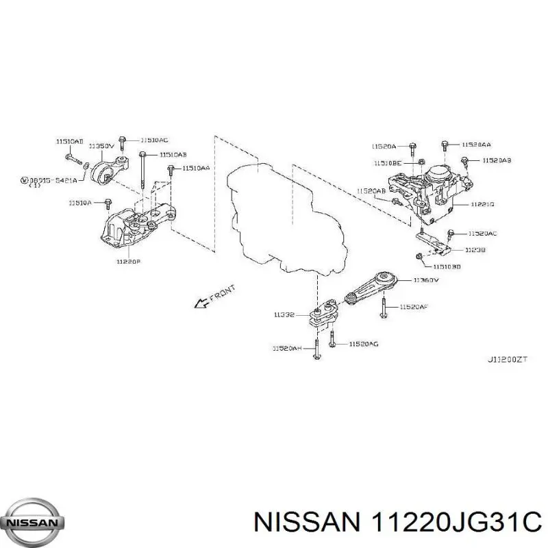 Подушка (опора) двигателя левая Nissan 11220JG31C