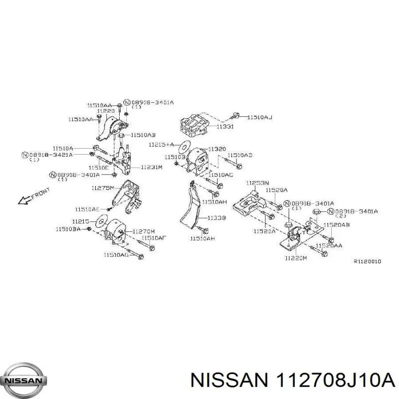 Передняя опора двигателя 112708J10A Nissan/Infiniti